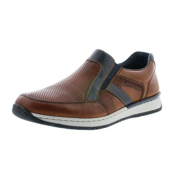 Rieker B5160-25 Casual Slip on Leather Shoes Brown Combination Men's Size US 9